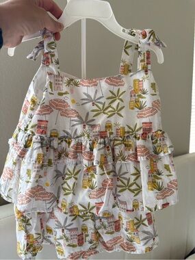 Janie and Jack Set Top and Shorts for girls with summer prints Size 4T